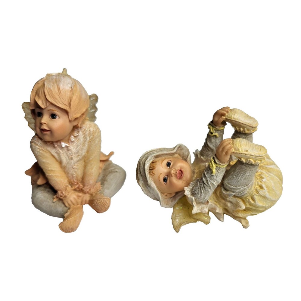 Boyds Collection Faerietots Set of 2 Baby Fairy Figurines Bashful Toesie 2002